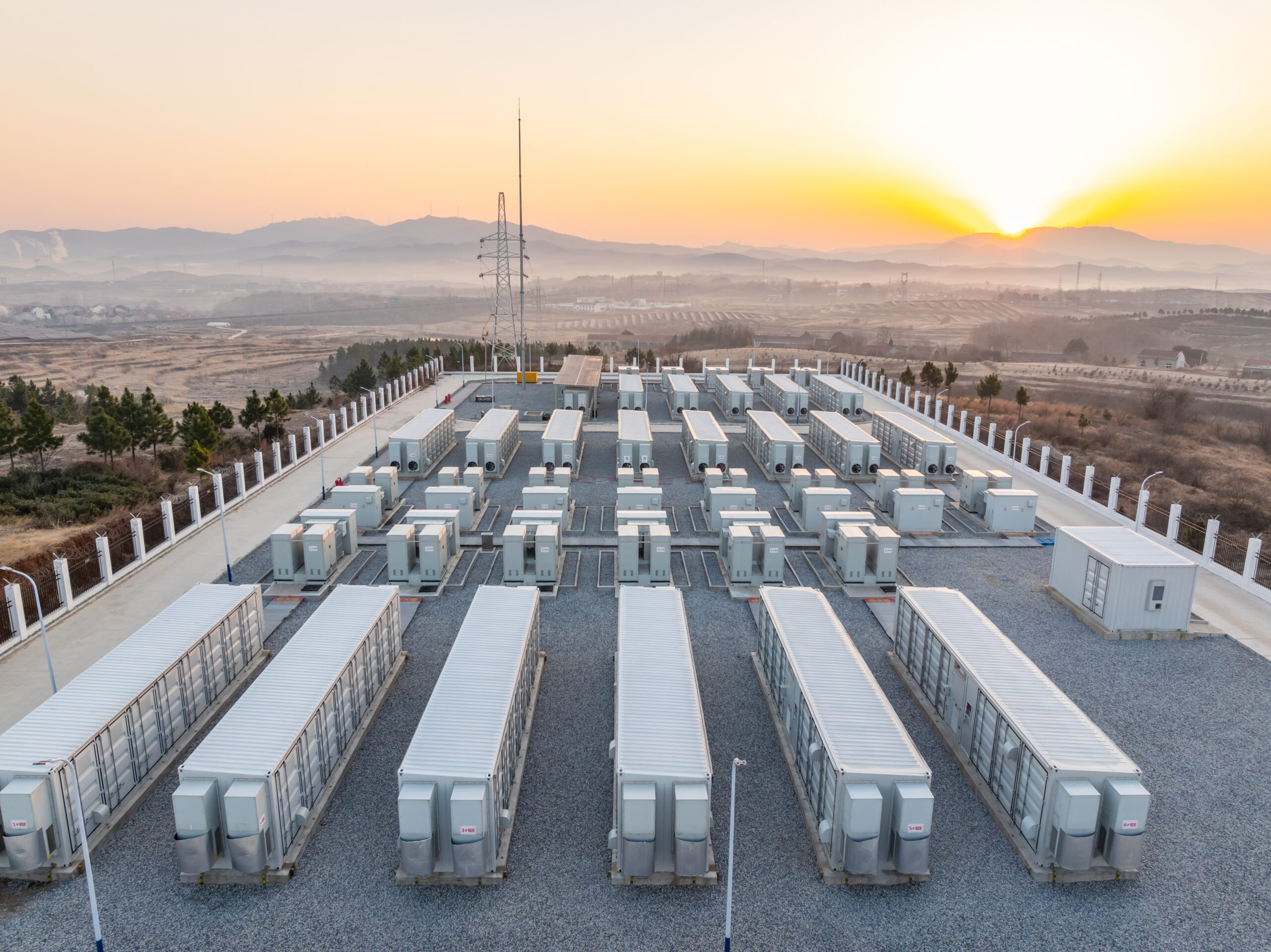 Energy storage power station in the morning